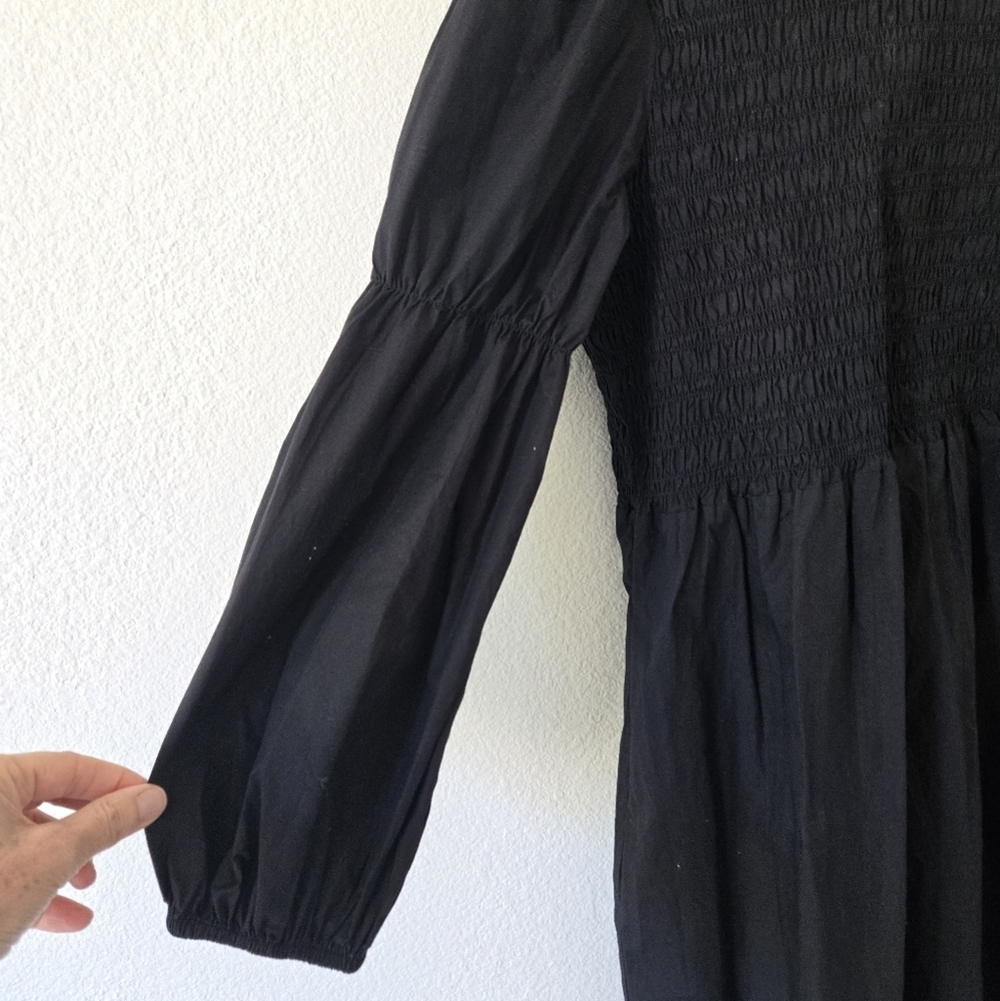 GANNI Women's Cotton Poplin Mini Smock Dress in Black size 38 or 6 - Picture 6 of 16